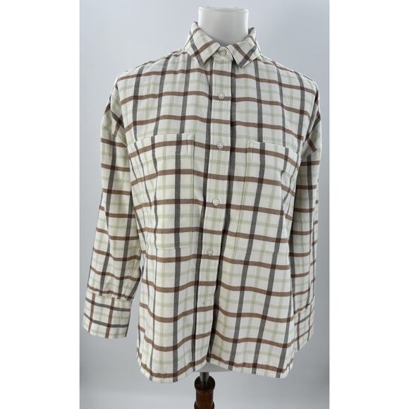 Everlane Tops - Everlane Women’s Boxy Button Cotton Flannel Plaid Oversized Top Shirt Size XS